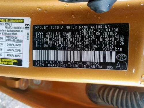 09 10 11 12 13 TOYOTA MATRIX TAILGATE TRUNK LID HATCH LIFTGATE TAIL GATE- 4T6