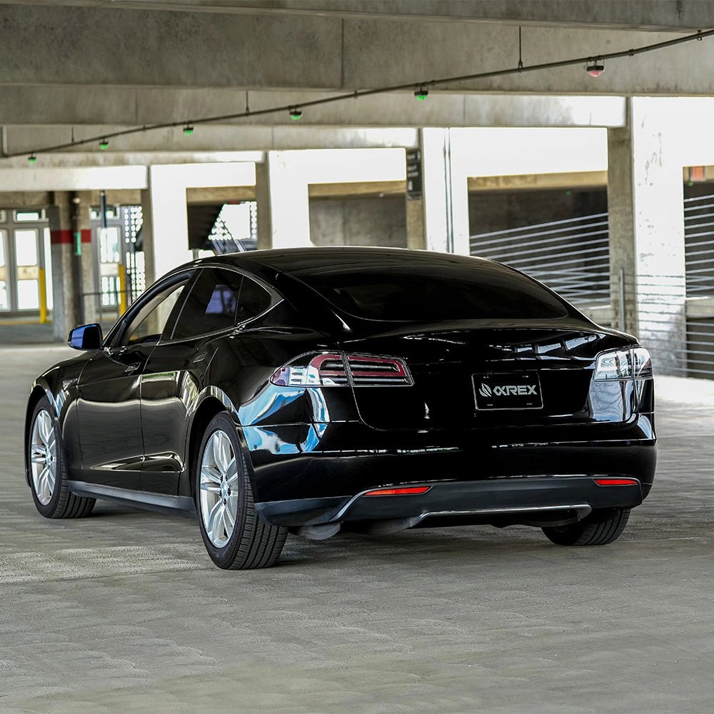 12-21 Tesla Model S LUXX-Series LED Tail Lights Alpha-Black (With Black Trunk Center Piece Replacement)