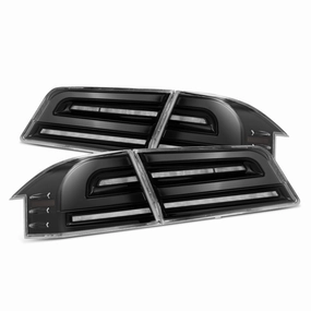 12-21 Tesla Model S LUXX-Series LED Tail Lights Alpha-Black (With Black Trunk Center Piece Replacement)