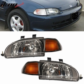1992-1995 Honda Civic Amber JDM Pair Glass Lens Driving Lamp Headlight