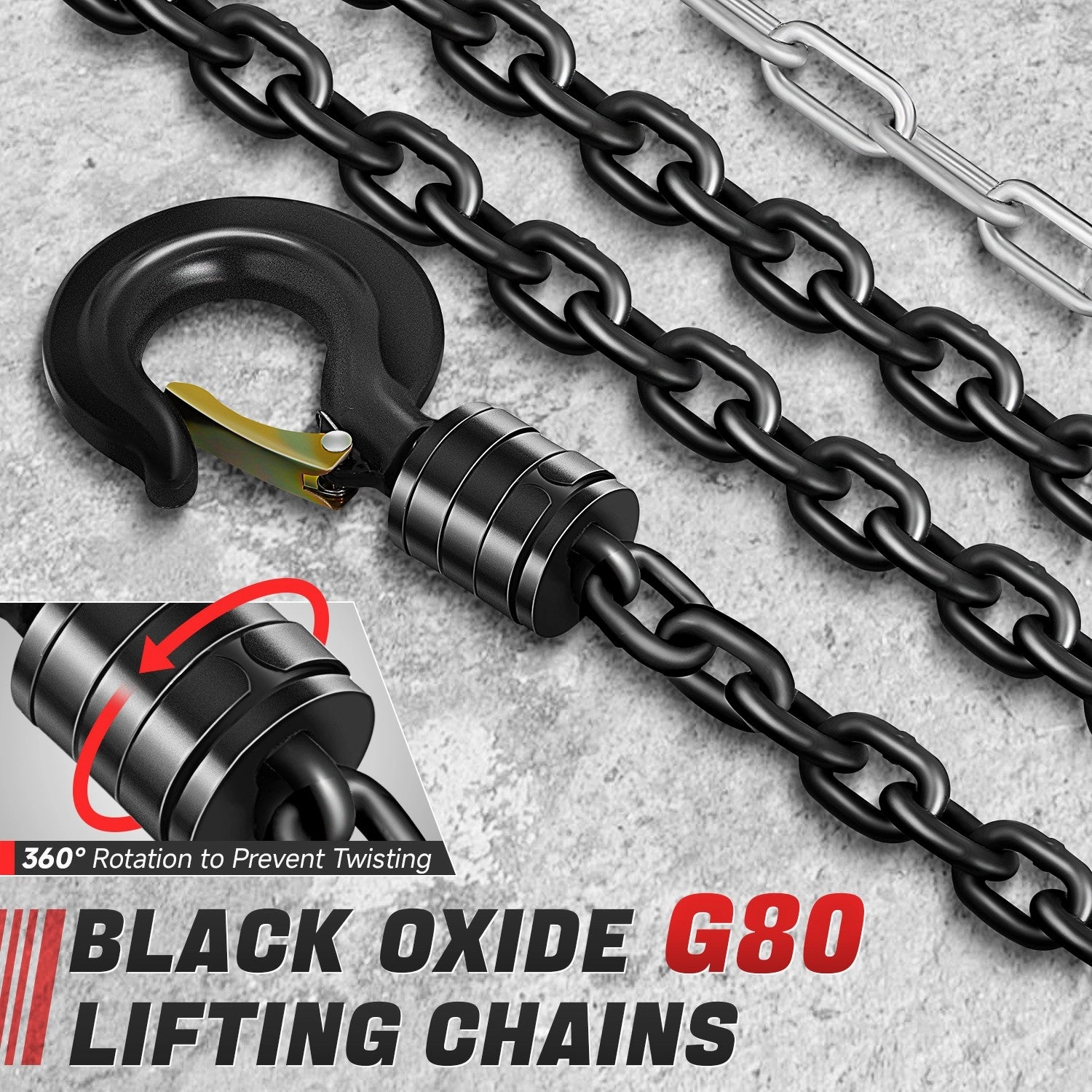 1 Ton Hand Chain Hoists w/Load Chain <br> Dimension ( in.): 5.5 L X 5 W X 8.3 H