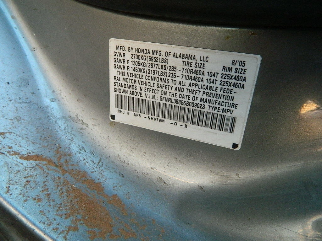 2005 2006 2007 HONDA ODYSSEY TAILGATE TAIL GATE TRUNK LID HATCH- W/CAMERA