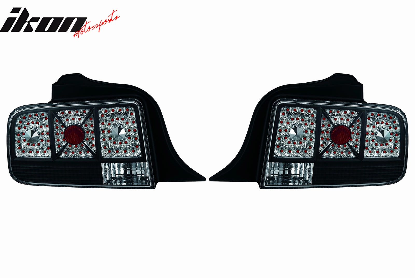 2005-2009 Ford Mustang Black Clear Lens LED Tail Lights Brake Lamp