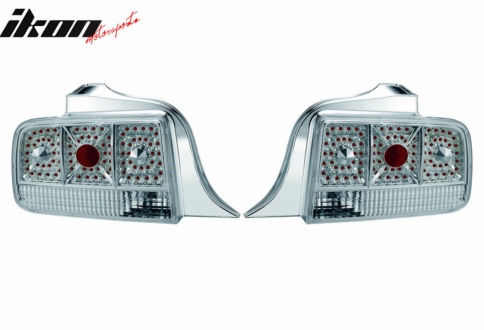 2005-2009 Ford Mustang Chrome Clear Lens LED Tail Lights Brake Lamp