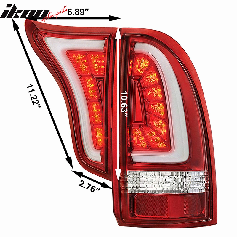2005-2015 Toyota Tacoma CR Clear Lens Red Housing LED Tail Lights 4PC