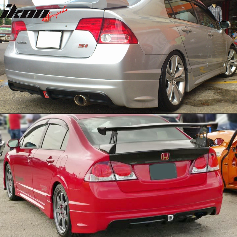 2006-2011 Honda Civic Sedan Rear Lip Spoiler PP LED 3RD Brake Lamp