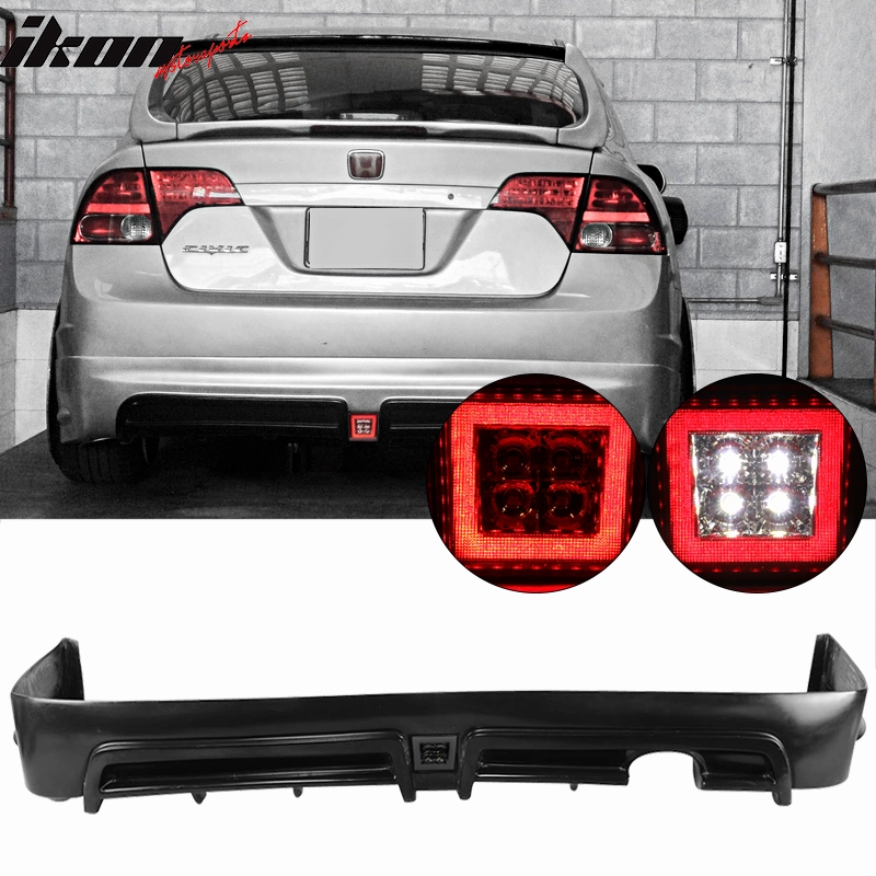 2006-2011 Honda Civic Sedan Rear Lip Spoiler PP LED 3RD Brake Lamp