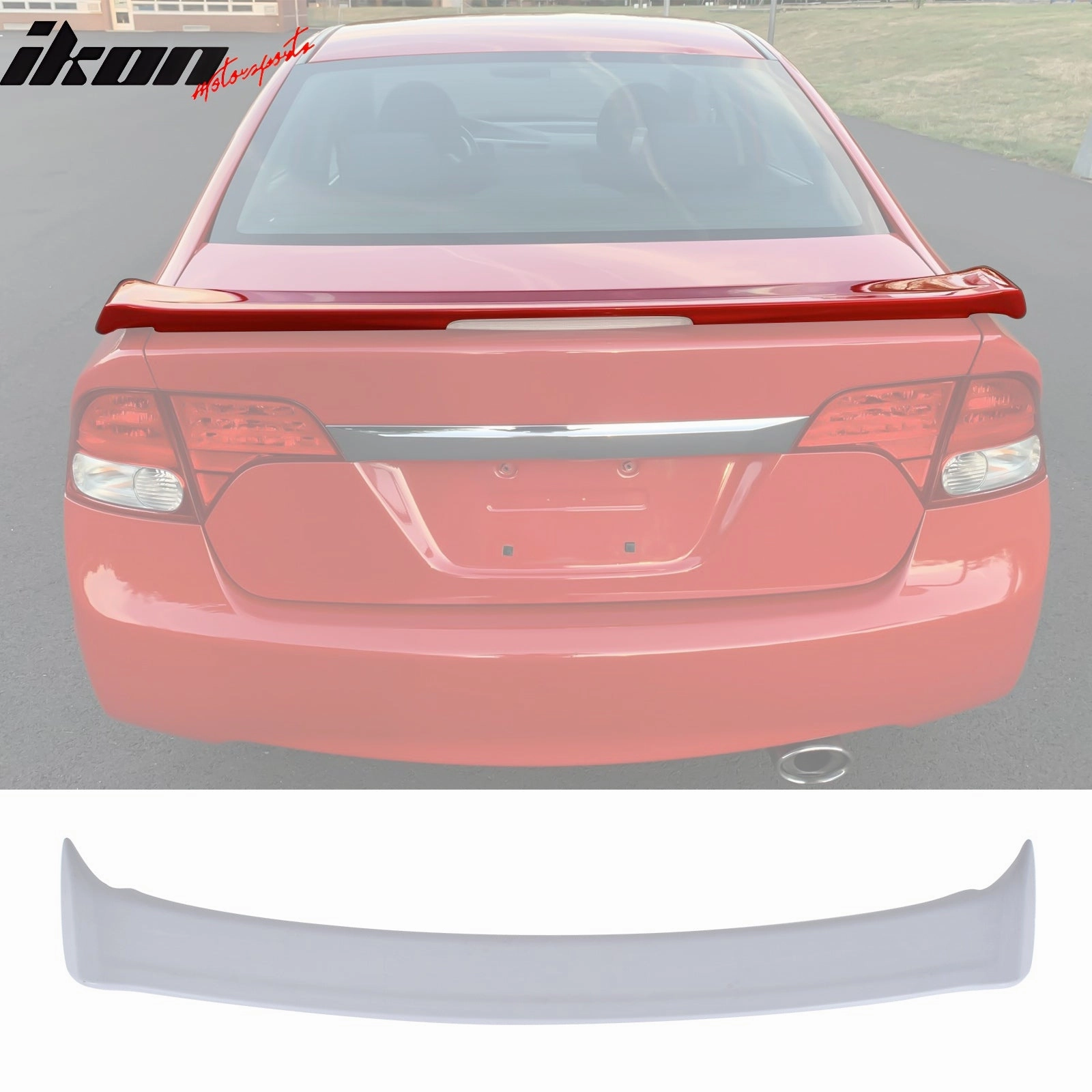 2006-2011 Honda Civic Sedan Si Style Unpainted Gray Trunk Spoiler /LED
