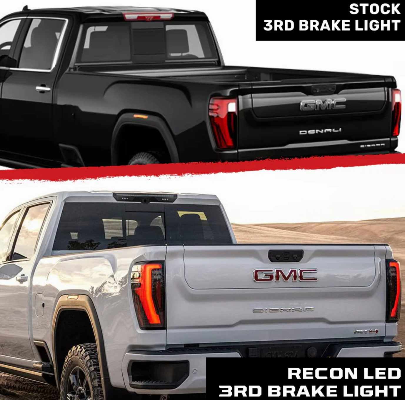 2020-2024 GMC/Chevrolet 1500/2500/3500 Smoked LED Third Brake (For Models WITH 1 Cargo Bed Camera)