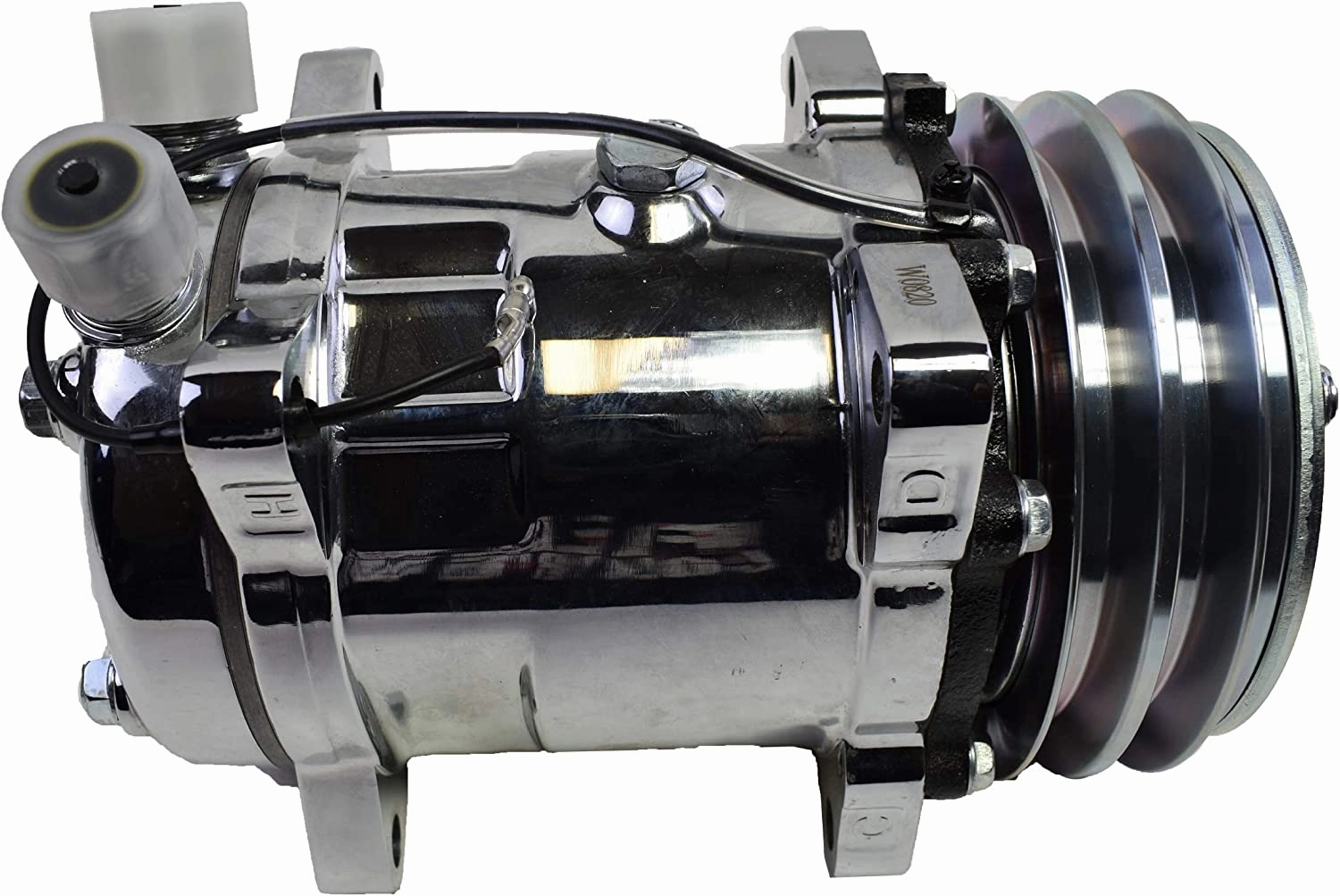 508 Style Silver Clutch V-Belt Universal Air Condition Compressor, Chrome