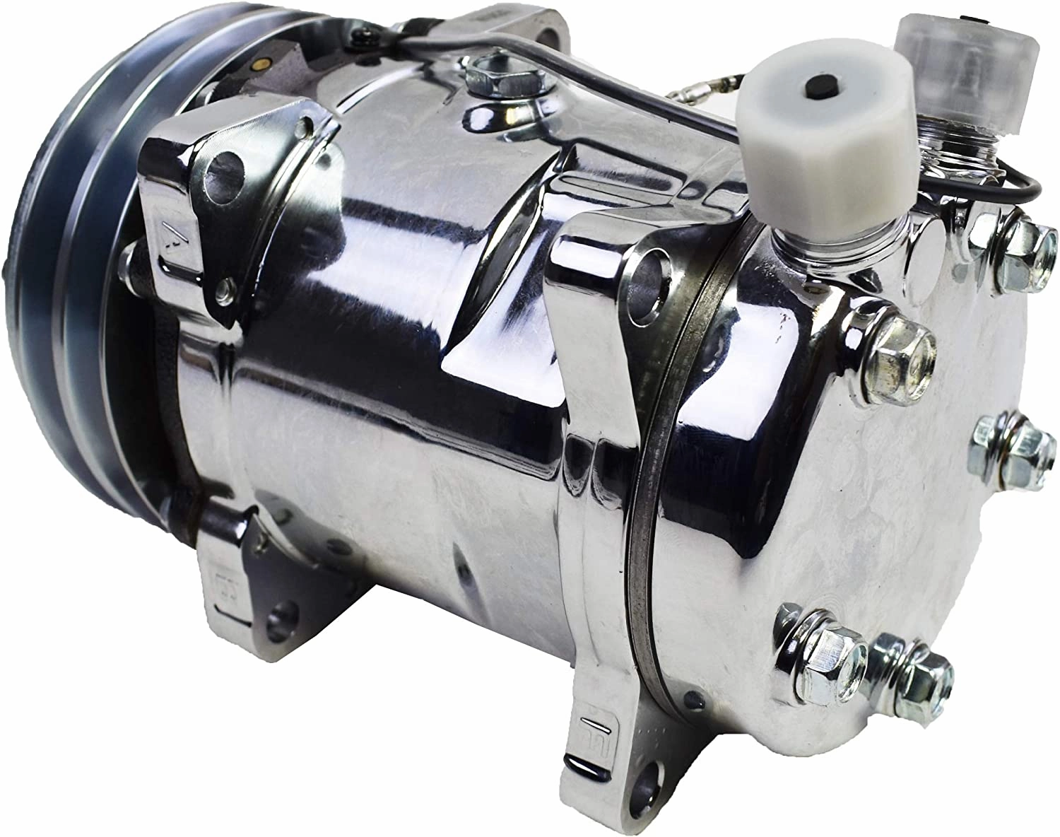 508 Style Silver Clutch V-Belt Universal Air Condition Compressor, Chrome