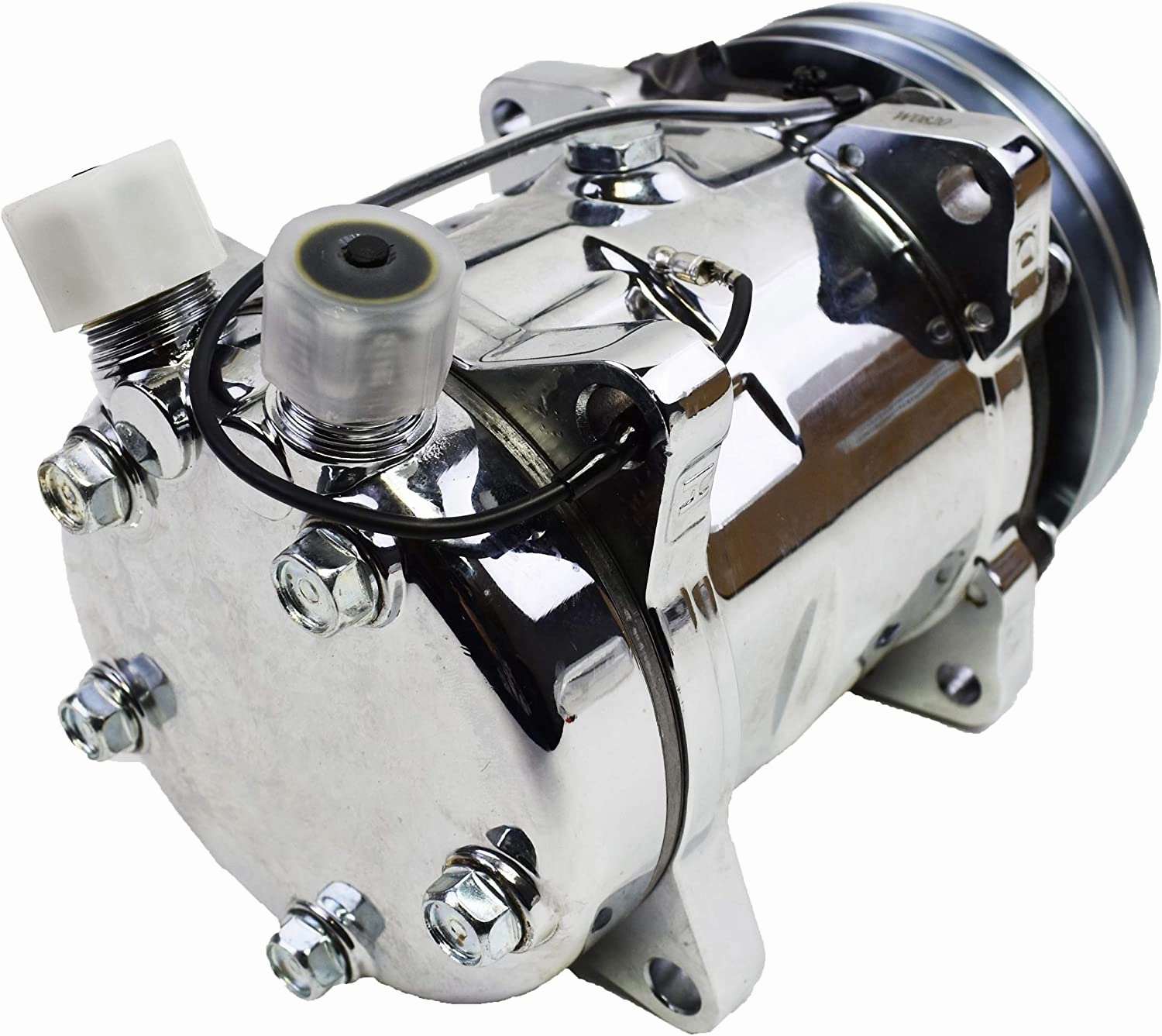 508 Style Silver Clutch V-Belt Universal Air Condition Compressor, Chrome