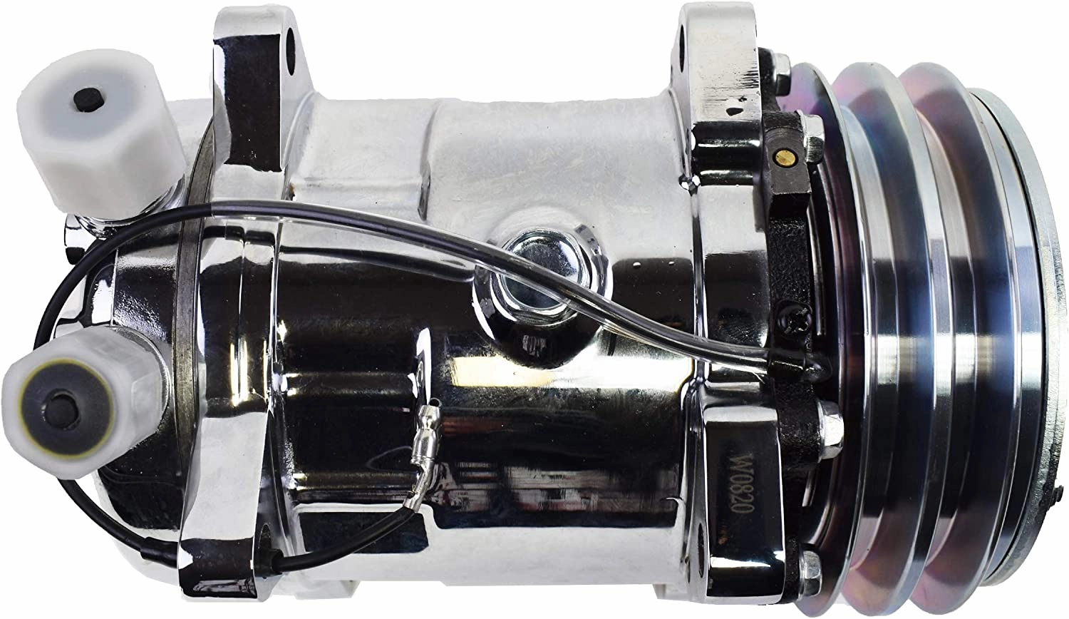 508 Style Silver Clutch V-Belt Universal Air Condition Compressor, Chrome
