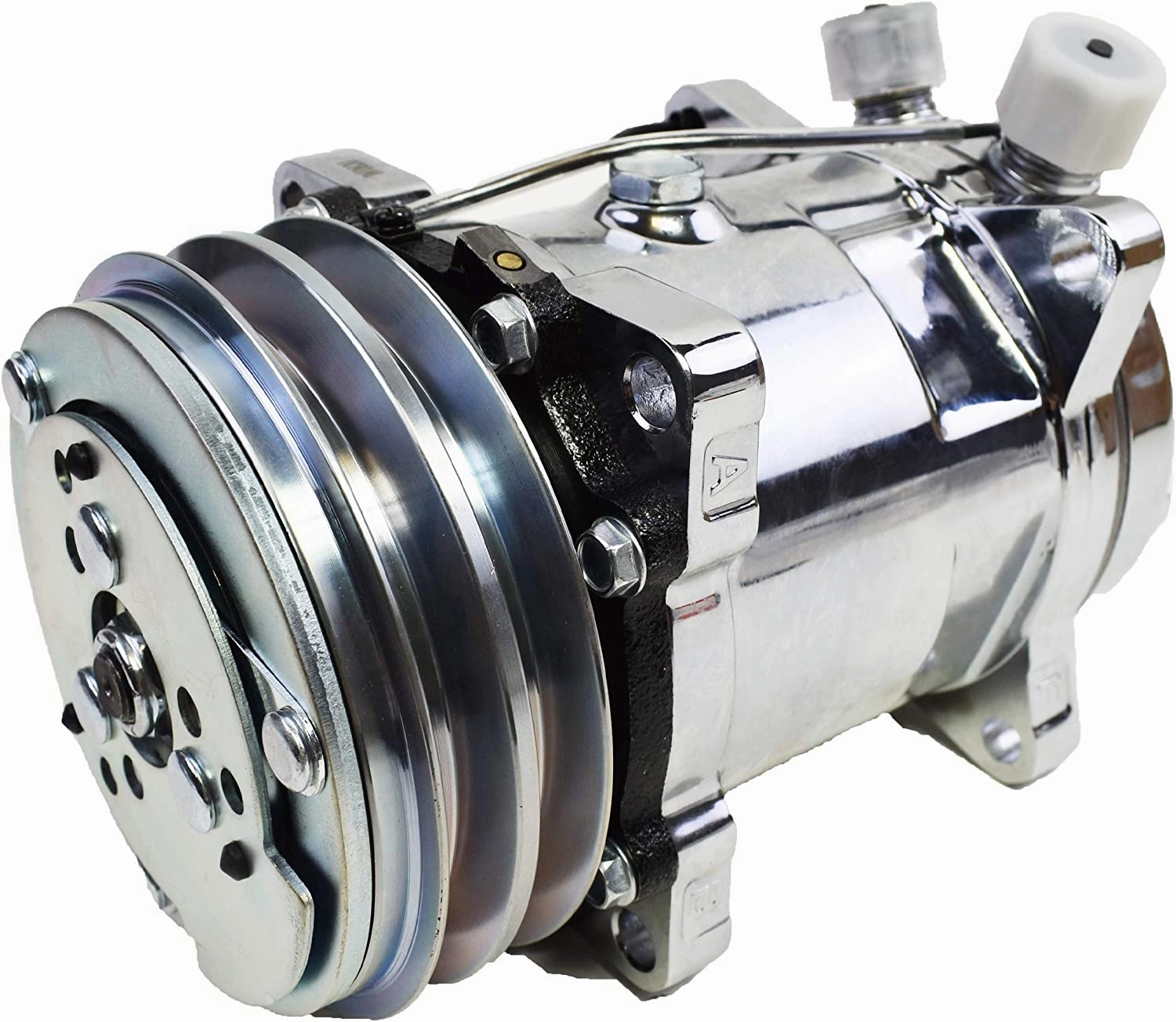 508 Style Silver Clutch V-Belt Universal Air Condition Compressor, Chrome