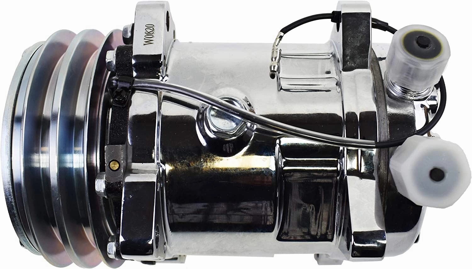 508 Style Silver Clutch V-Belt Universal Air Condition Compressor, Chrome