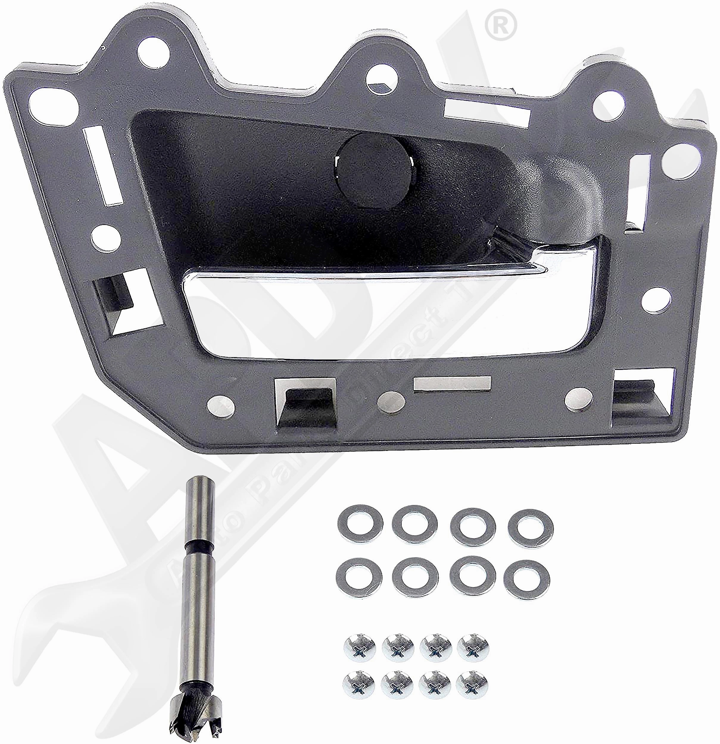APDTY 153651 Interior Door Handle Replacement Kit Chrome Lever, Black Housing