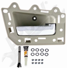 APDTY 153652 Interior Door Handle Kit; Chrome Lever Beige Housing; Front Right