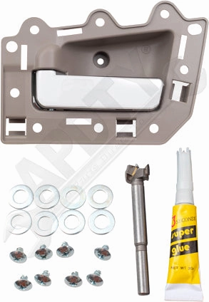 APDTY 93273 Interior Door Handle Kit; Chrome Lever Beige Housing; Front Left