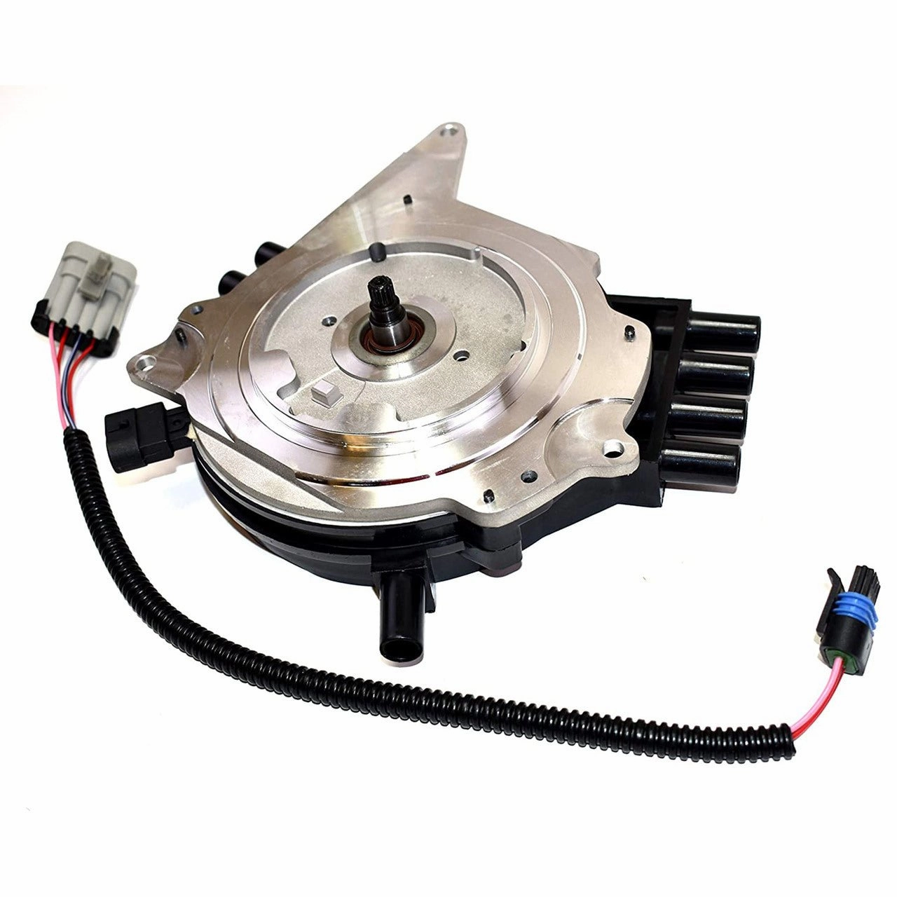 Complete OptiSpark Spline Drive Distributor with Wiring Harness Compatible With Chevy GMC Chevrolet 92-94 LT1 V8 5.7L Black Cap