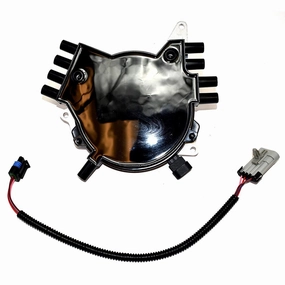 Complete OptiSpark Spline Drive Distributor with Wiring Harness Compatible With Chevy GMC Chevrolet 92-94 LT1 V8 5.7L Black Cap