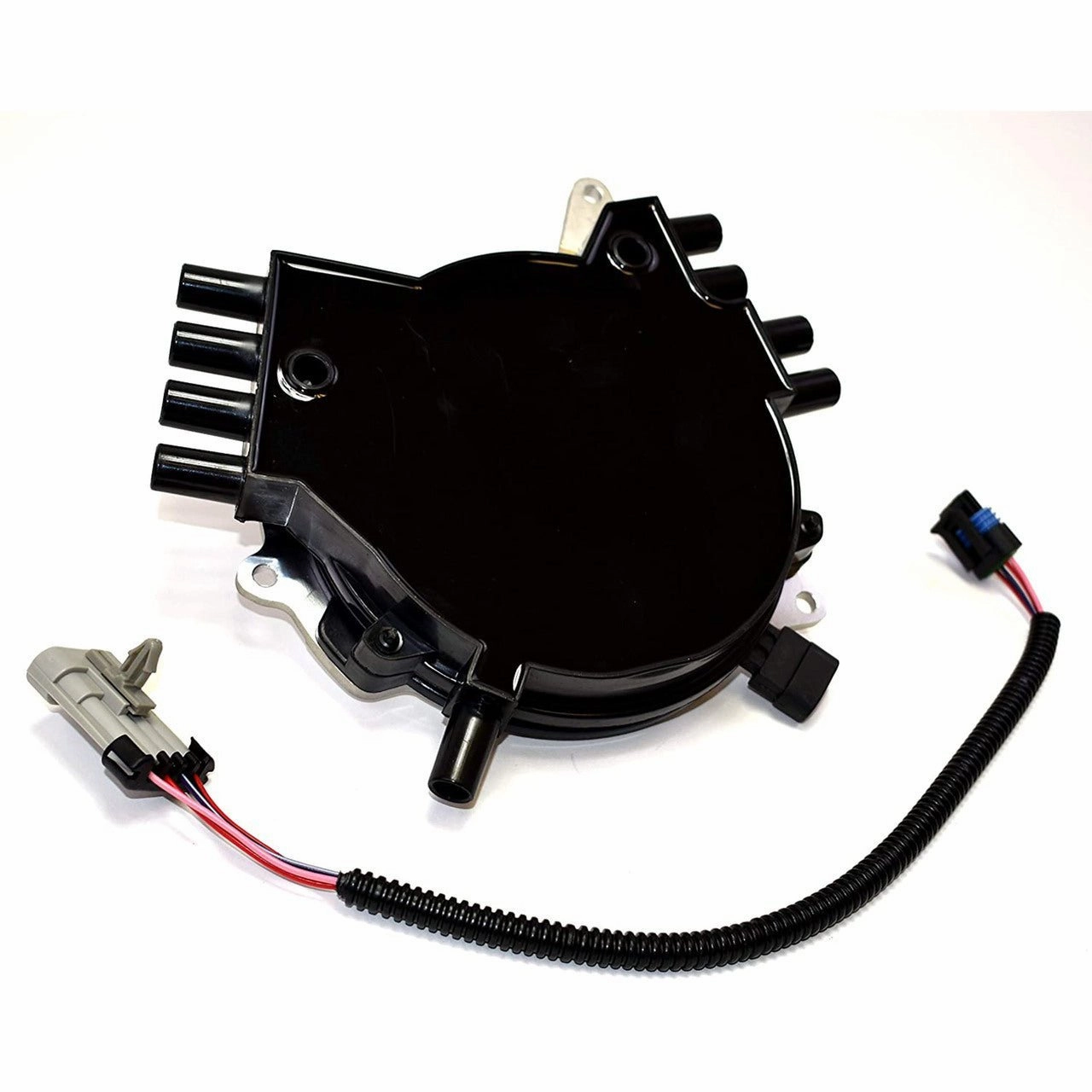 Complete OptiSpark Spline Drive Distributor with Wiring Harness Compatible With Chevy GMC Chevrolet 92-94 LT1 V8 5.7L Black Cap
