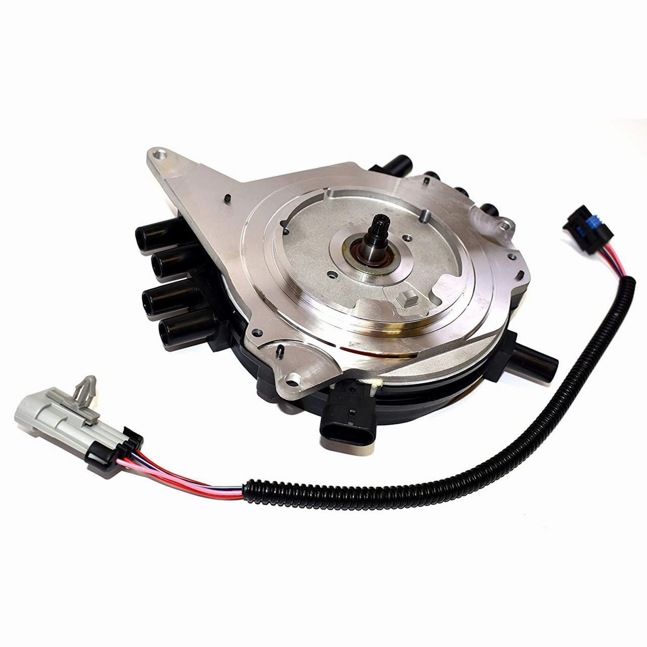 Complete OptiSpark Spline Drive Distributor with Wiring Harness Compatible With Chevy GMC Chevrolet 92-94 LT1 V8 5.7L Black Cap