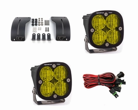 Gladiator JT 2018  A-Pillar Adjustable Light Bracket Kit w/Baja Designs Amber Lens Wide Squadron Pro Series LED VR-JEEP-915-497815