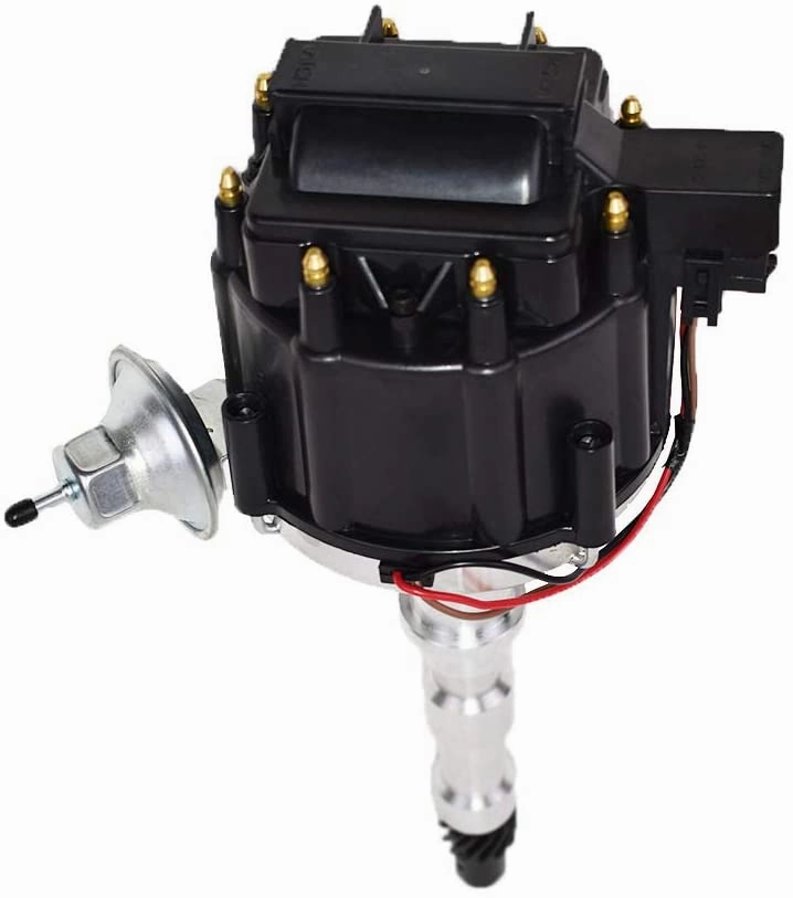 HEI Distributor, 8.0mm Spark Plug Wires, and Battery-Pigtail Harness Kit For Cadillac 368 425 472 500 V8 Black Cap