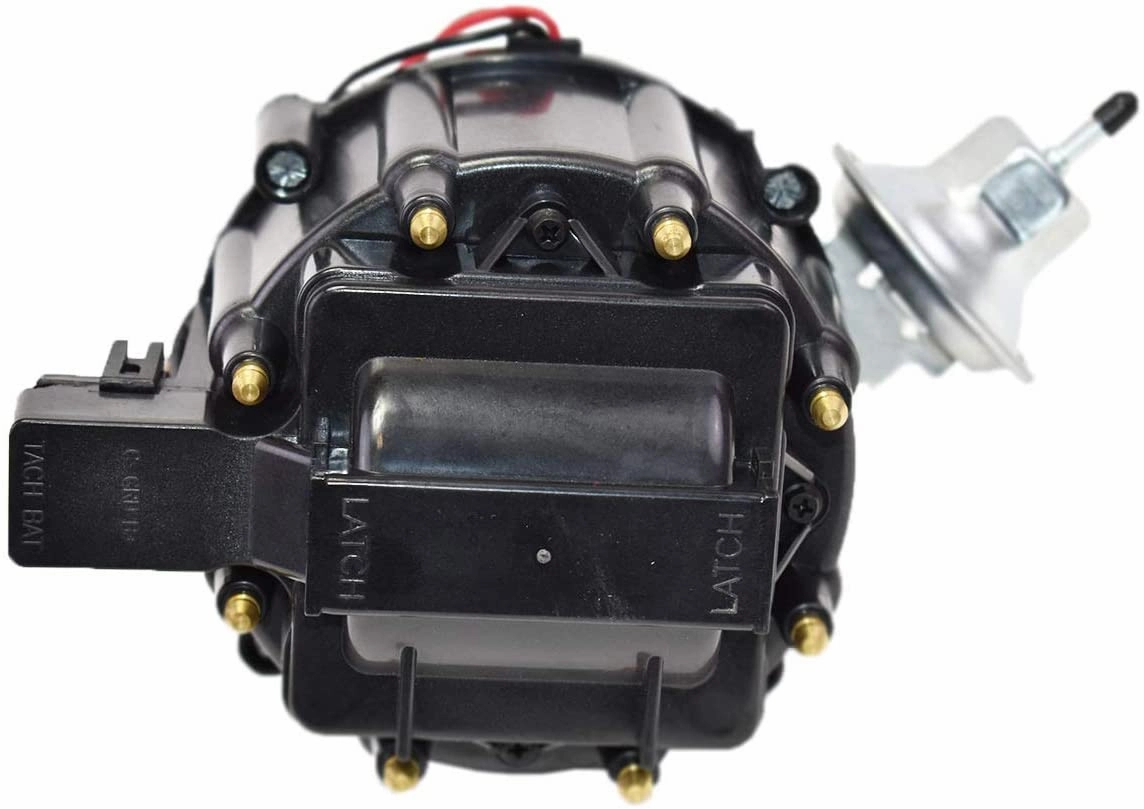 HEI Distributor, 8.0mm Spark Plug Wires, and Battery-Pigtail Harness Kit For Cadillac 368 425 472 500 V8 Black Cap