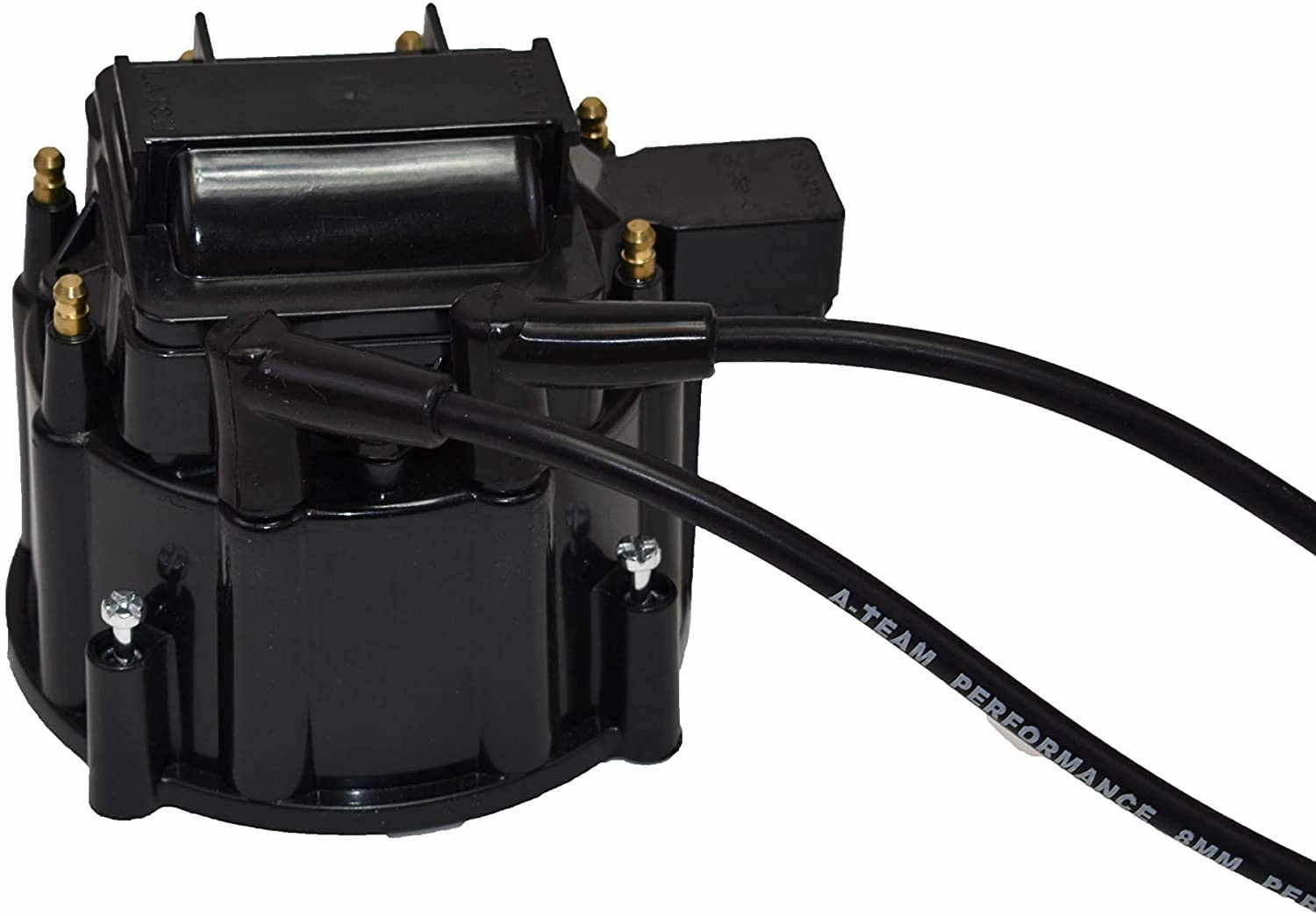 HEI Distributor, 8.0mm Spark Plug Wires, and Battery-Pigtail Harness Kit For Cadillac 368 425 472 500 V8 Black Cap