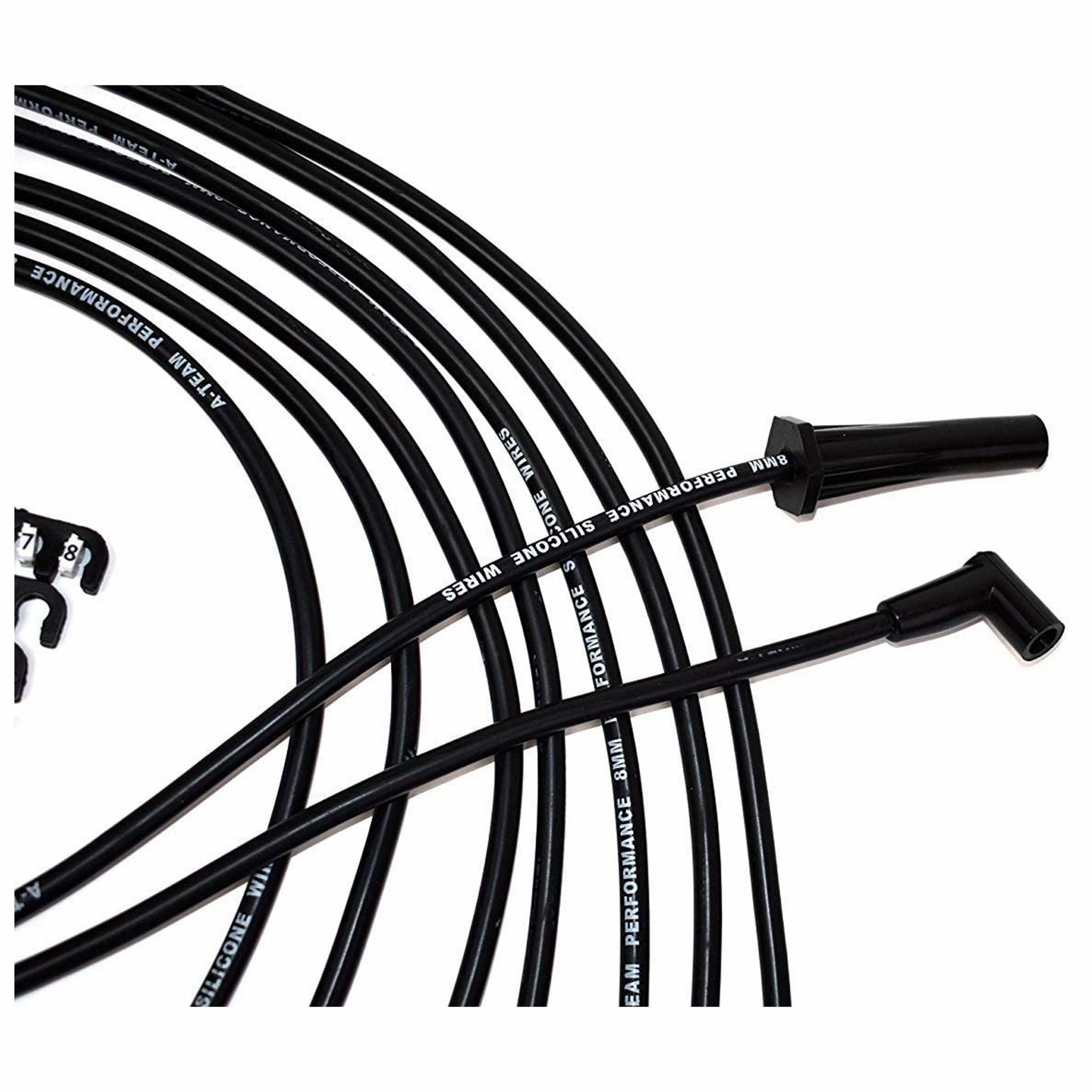 HEI Distributor w-Spark Plug Wires & HEI Pigtail Harness Complete Kit, Black Cap