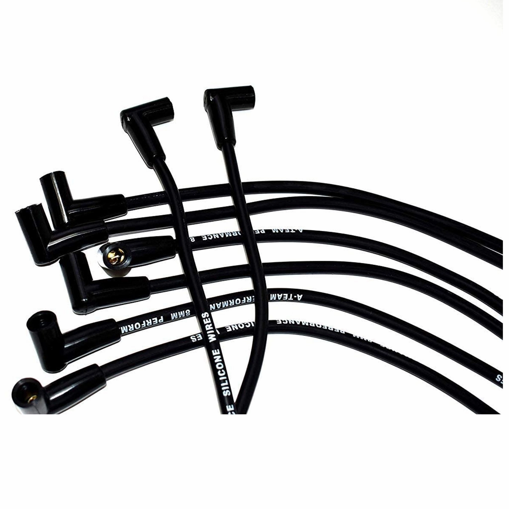 HEI Distributor with Under the Exhaust Spark Plug Wires & HEI Pigtail Harness Complete Kit Compatible with Chevrolet Chevy GM GMC SBC 265 267 283 350 383 400 Black Cap