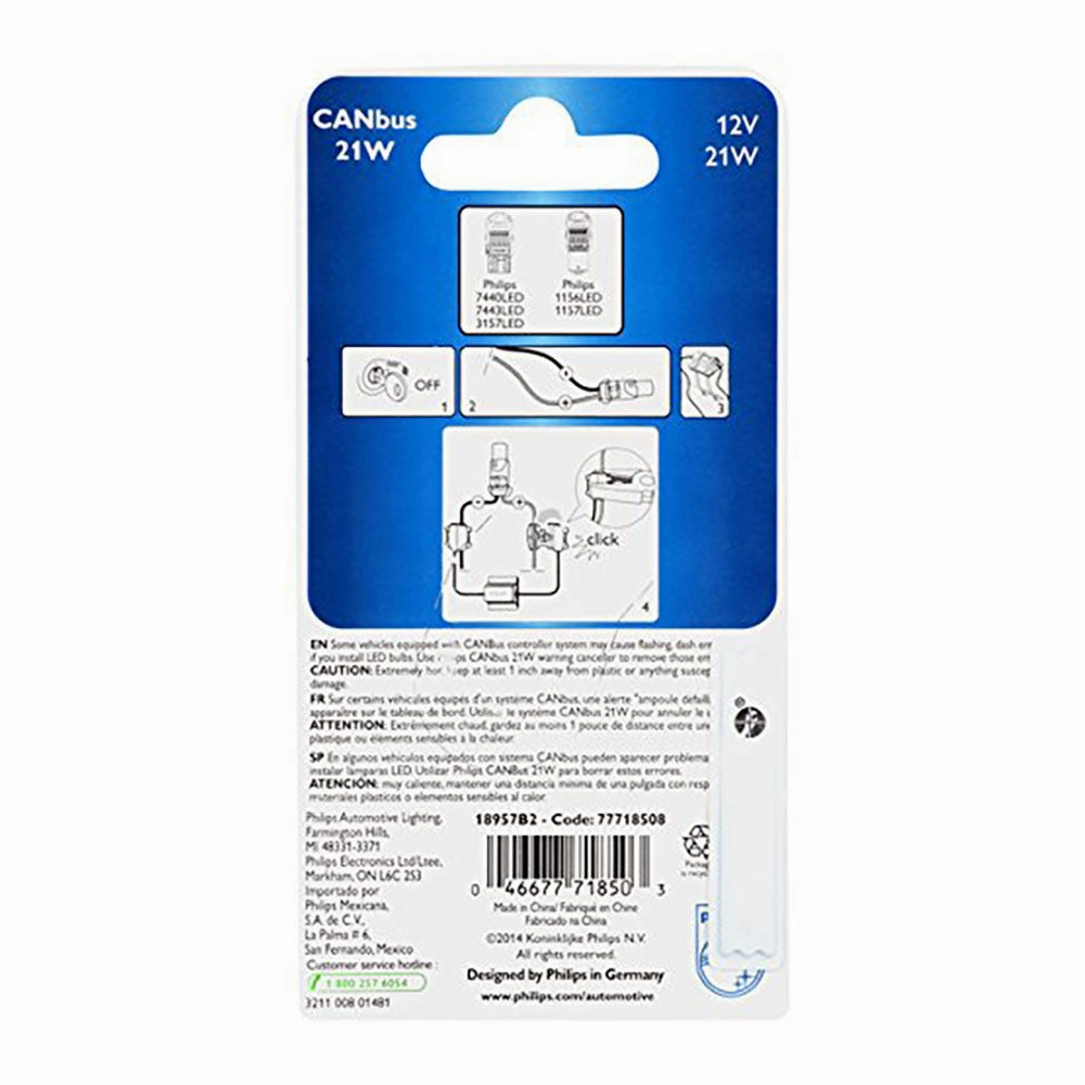 PHILIPS 18957B2 21W Vision LED CAN-Bus Warning Canceller, 2 Pack
