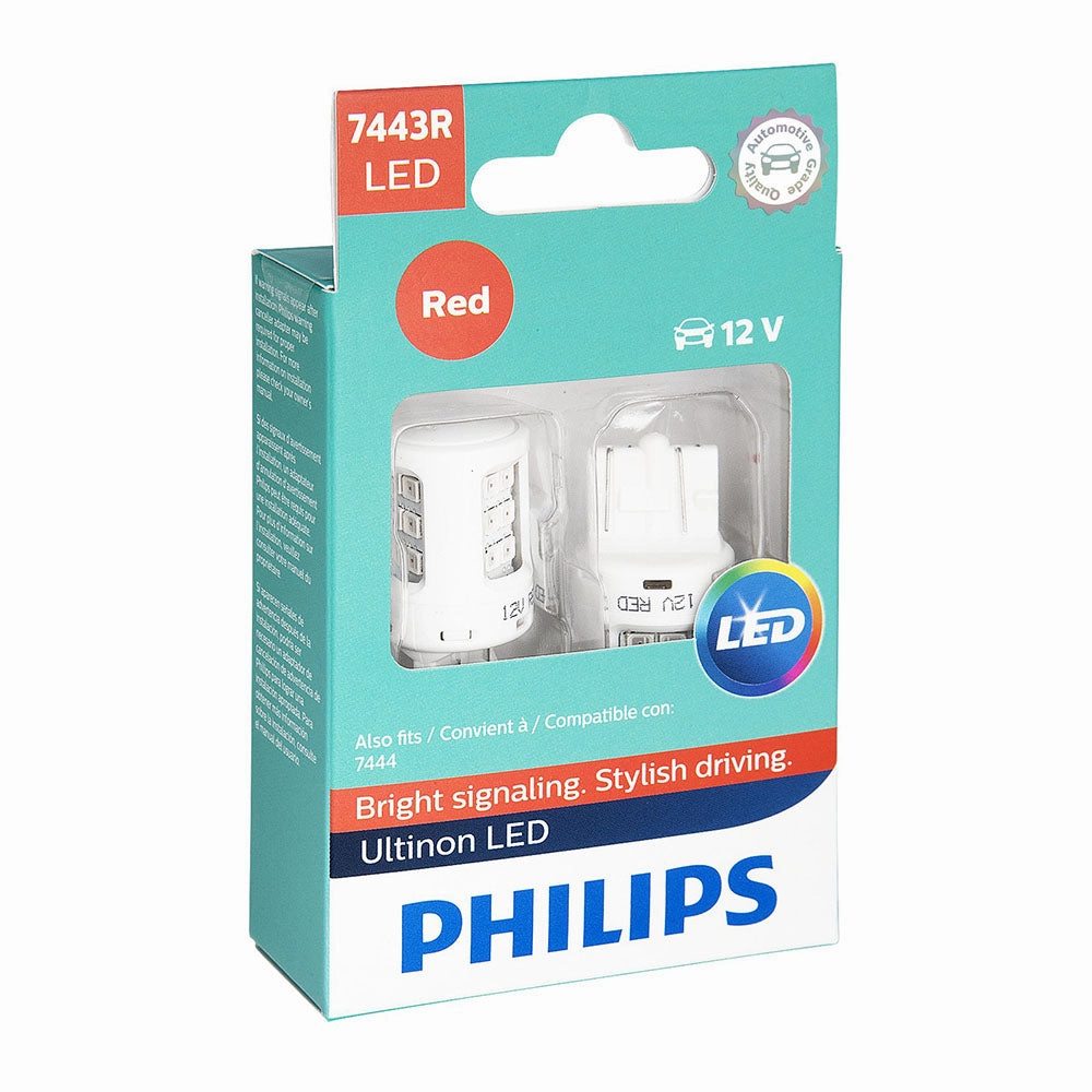 PHILIPS 7443R Ultinon LED Bulb (Red), 2 Pack (7443RULRX2)