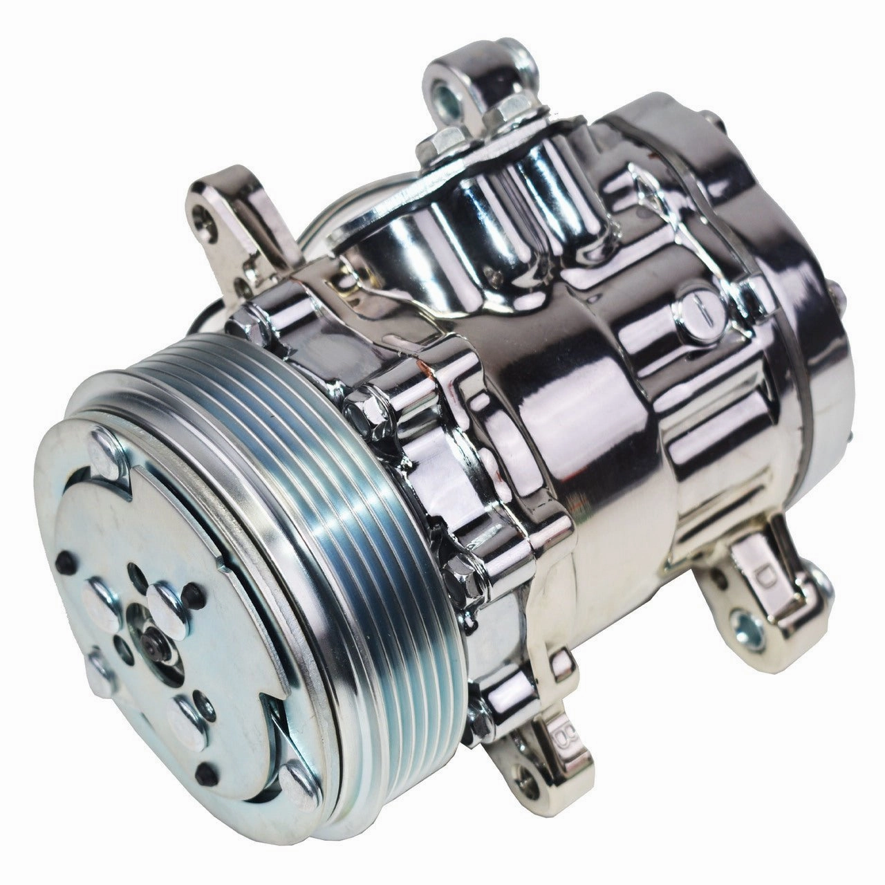 Sanden SD-7 Type Aluminum Housing A-C Compressor R-134A 6 Groove Serpentine Chrome