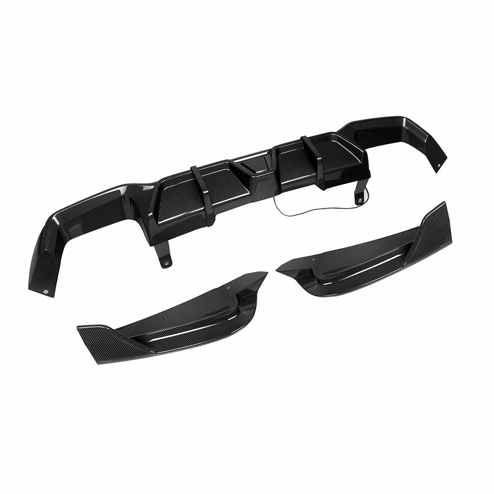 Sooqoo Pre Pregged Dry Carbon Fiber Rear Diffuser with Brake Light for BMW X4 G02 LCI 2022 