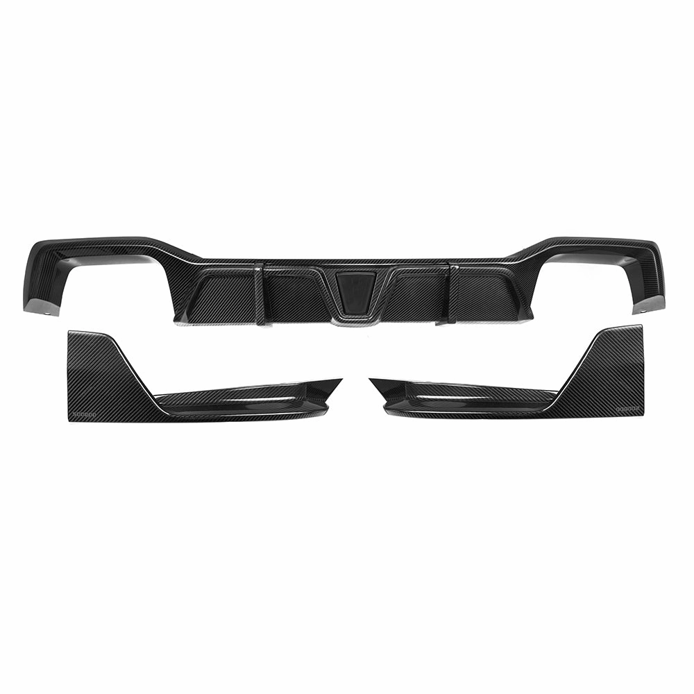 Sooqoo Pre Pregged Dry Carbon Fiber Rear Diffuser with Brake Light for BMW X4 G02 LCI 2022 