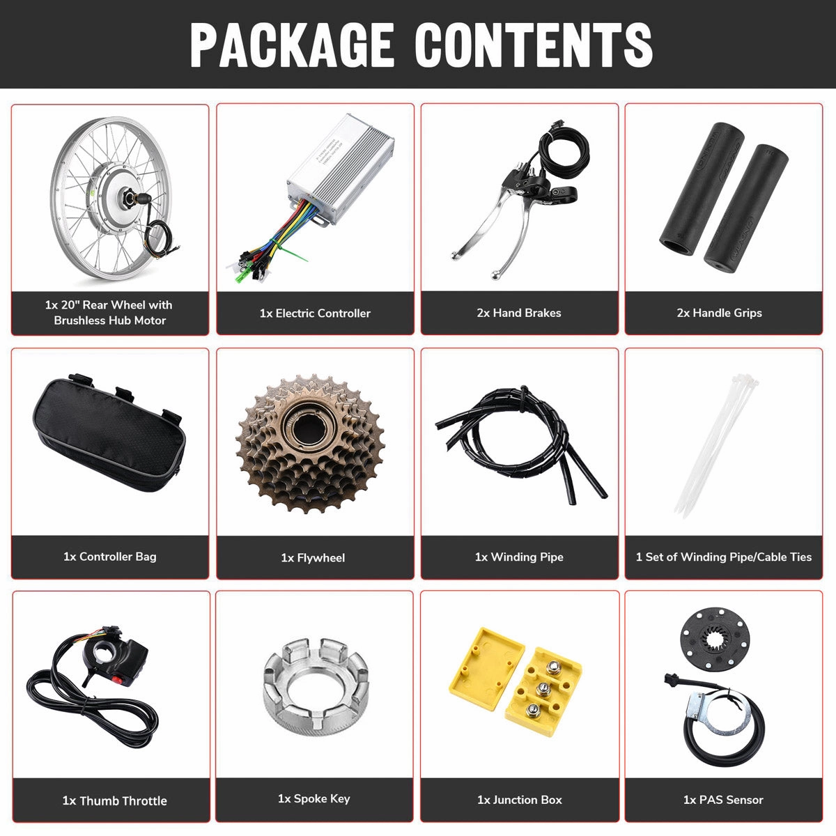 TheLAShop 36v 750W 20in Rear Wheel Electric Bicycle E-Bike Motor Kit