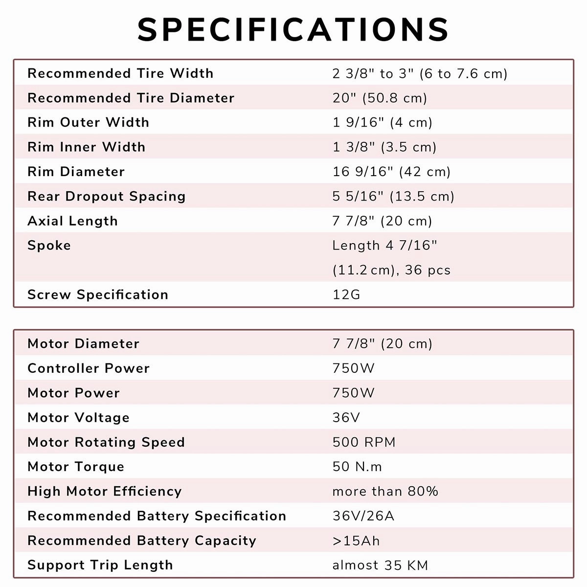 TheLAShop 36v 750W 20in Rear Wheel Electric Bicycle E-Bike Motor Kit