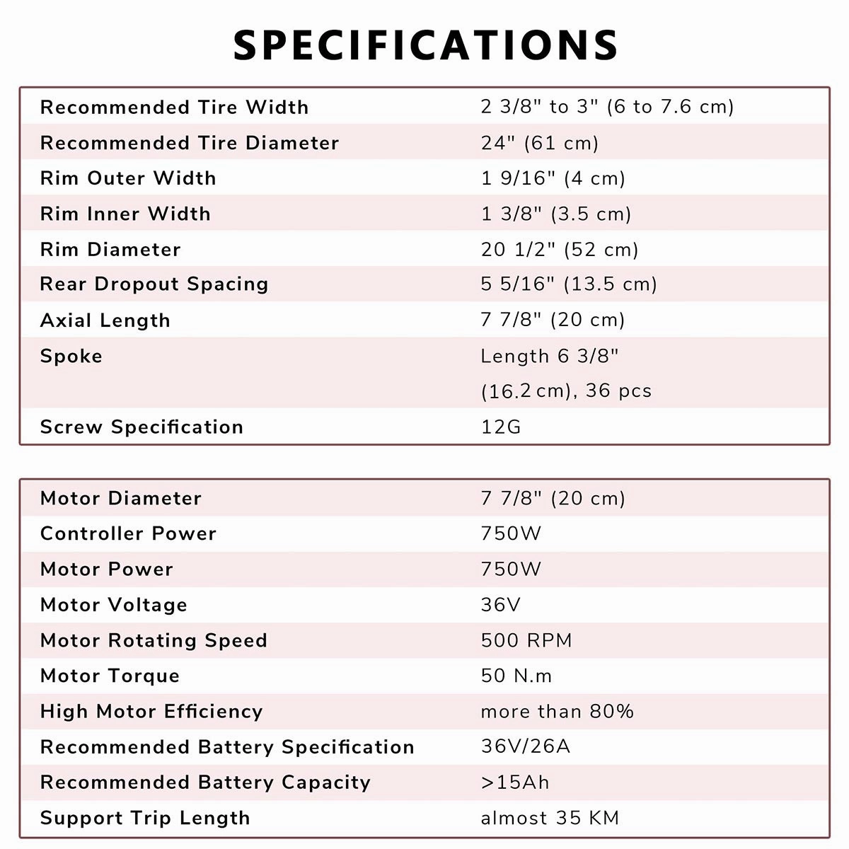 TheLAShop 36v 750W 24in Rear Wheel Electric Bicycle E-Bike Motor Kit
