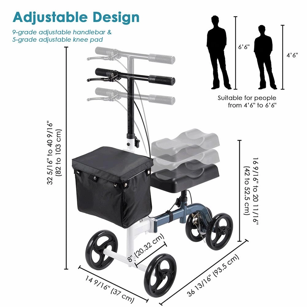 TheLAShop Steerable Knee Scooter Walker w/ Basket & Brake