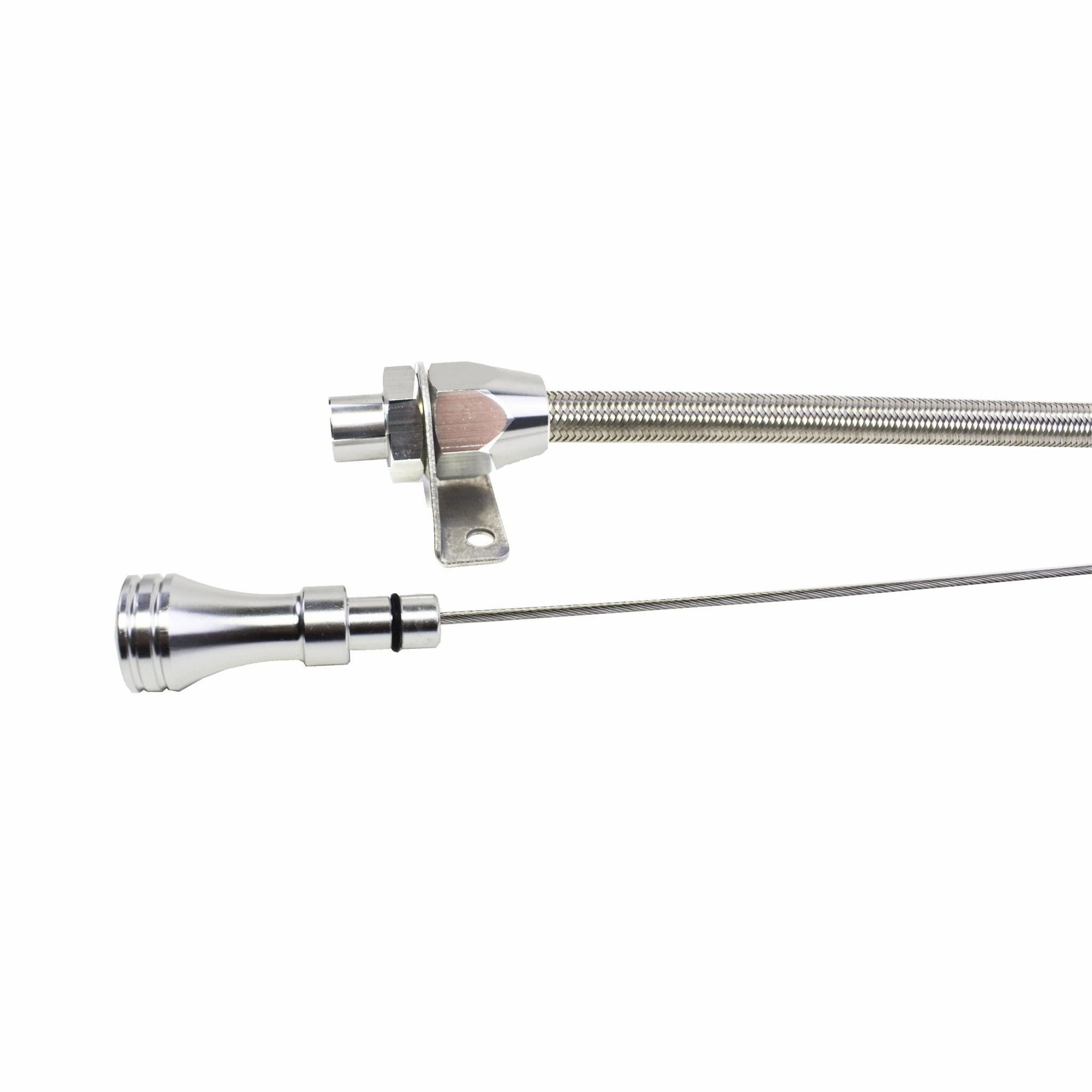 Transmission Dipstick Chrome Plated Billet Aluminum Ends Flexible Firewall Mount Compatible with Ford C4 C-4 Automatic Transmission