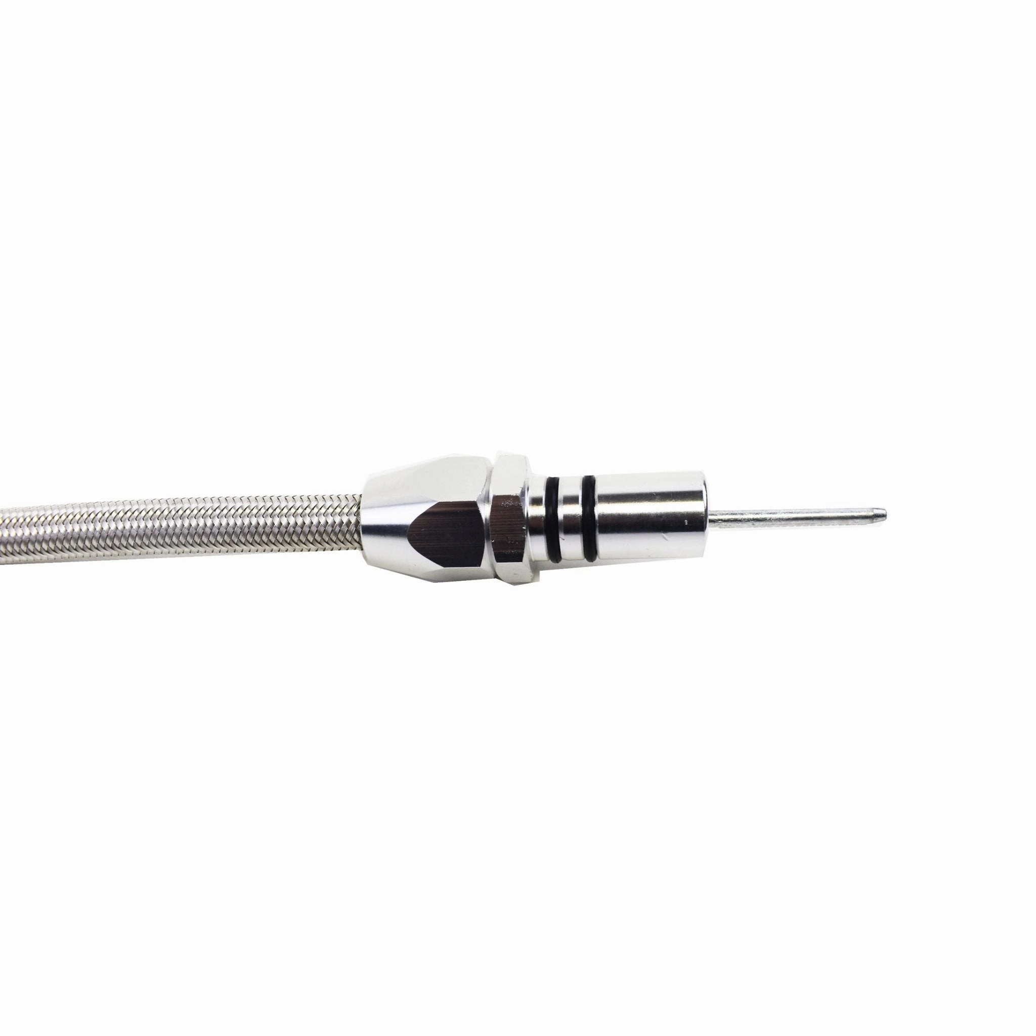 Transmission Dipstick Chrome Plated Billet Aluminum Ends Flexible Firewall Mount Compatible with Ford C4 C-4 Automatic Transmission
