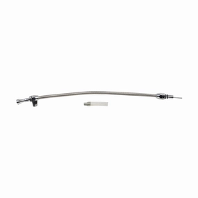 Transmission Dipstick Chrome Plated Billet Aluminum Ends Flexible Firewall Mount Compatible with Ford C4 C-4 Automatic Transmission