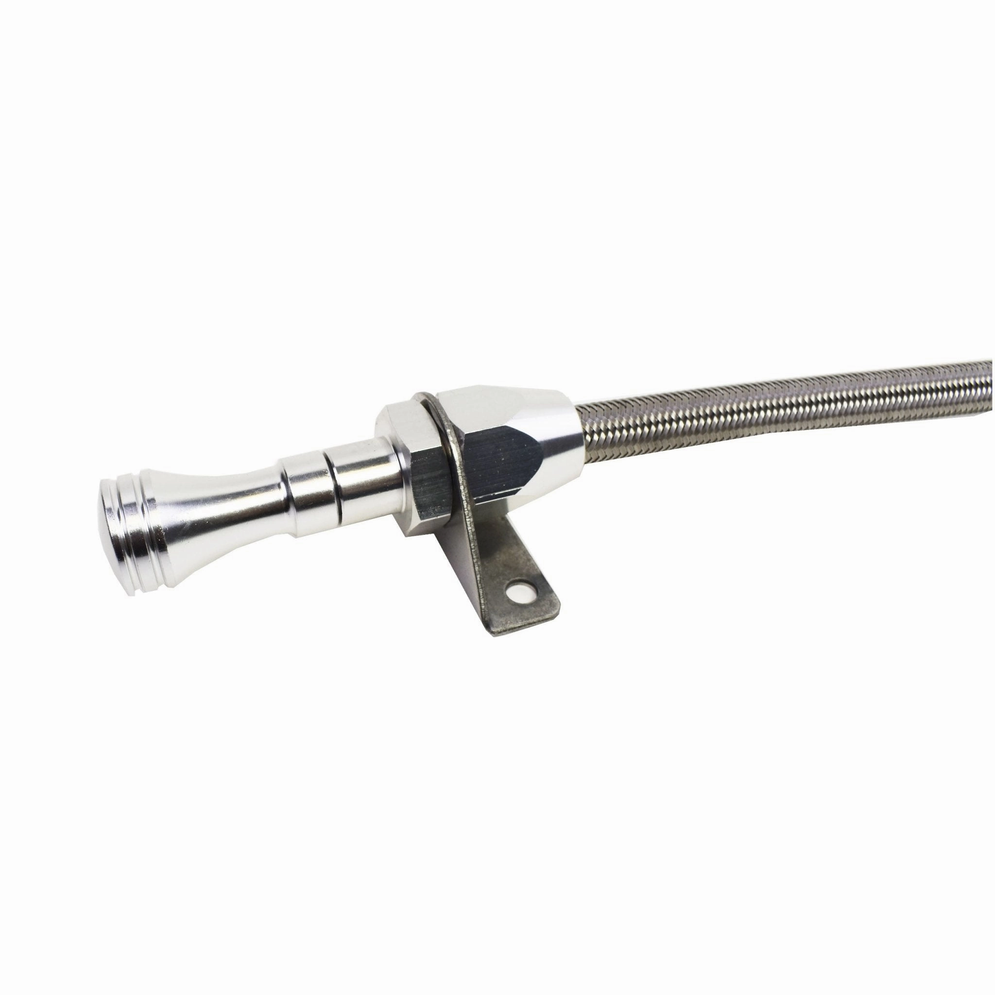 Transmission Dipstick Chrome Plated Billet Aluminum Ends Flexible Firewall Mount Compatible with Ford C4 C-4 Automatic Transmission
