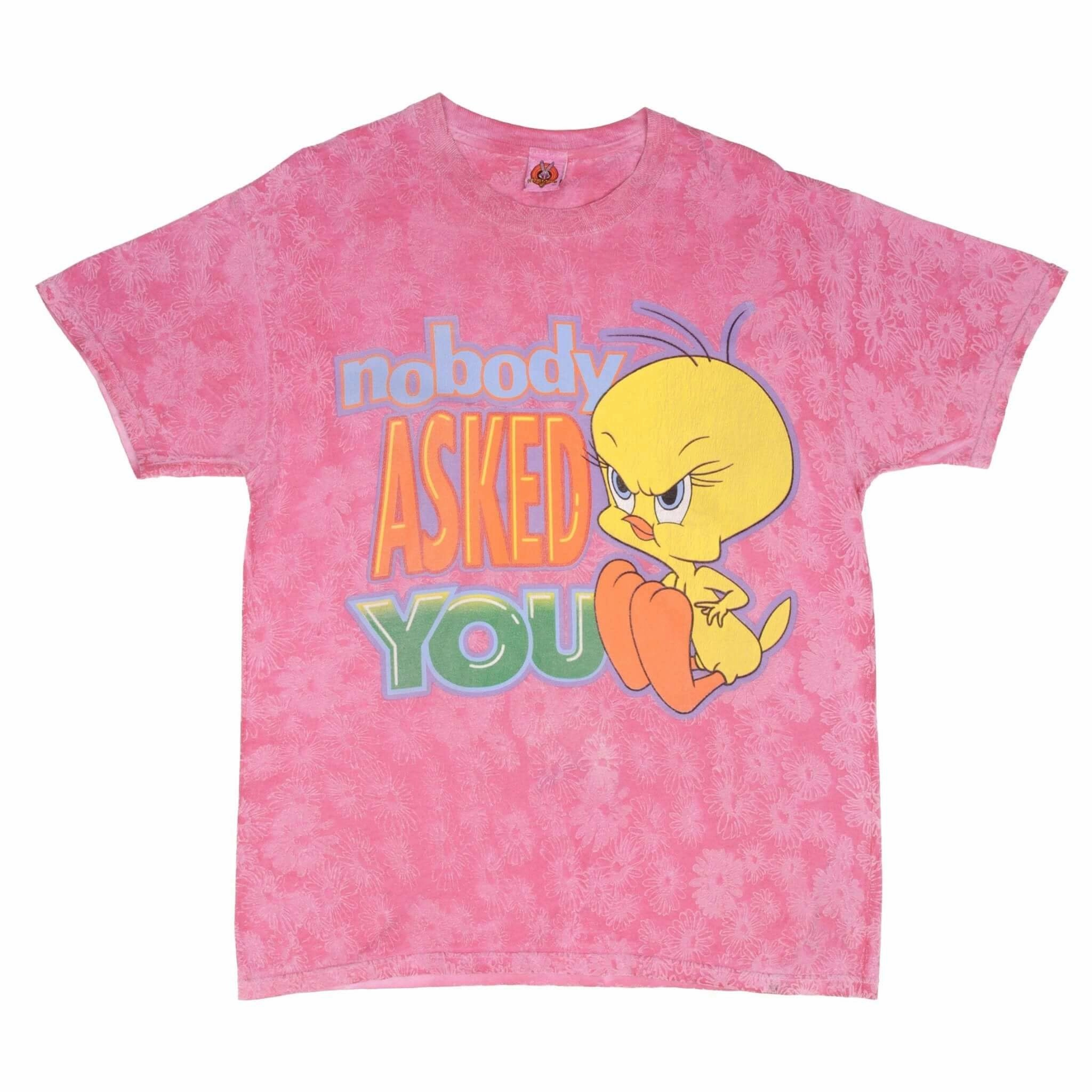 VINTAGE LOONEY TUNES TWEETY NOBODY ASKED YOU PINK TEE SHIRT 1997 SIZE LARGE
