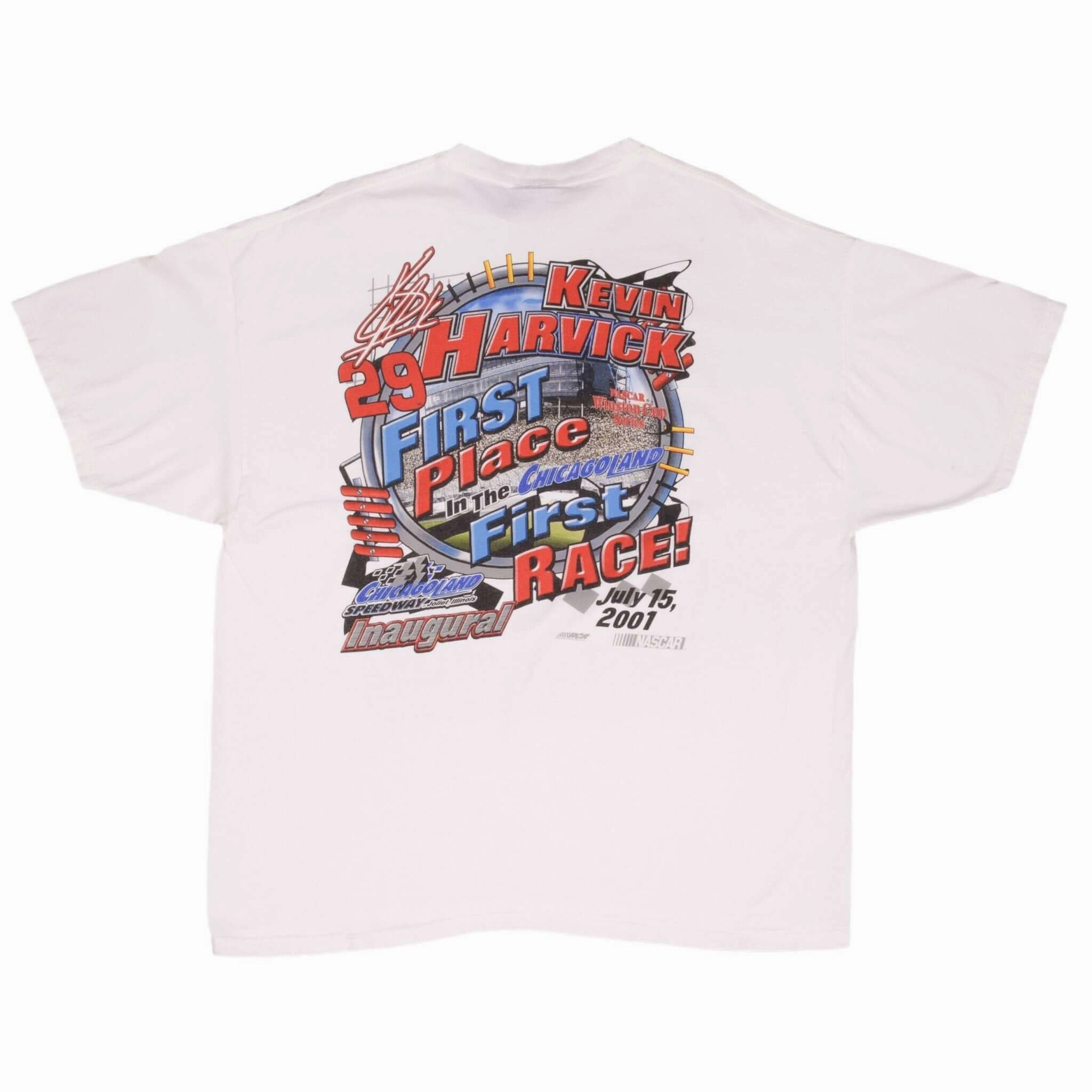 VINTAGE NASCAR RACING KEVIN HARVICK CHICAGOLAND INAUGURAL 2001 TEE SHIRT XL