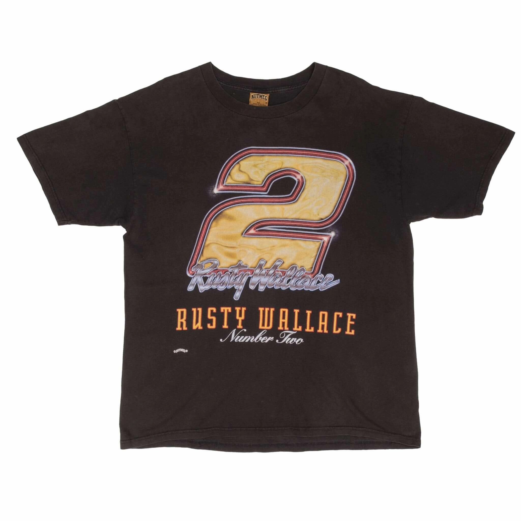 VINTAGE NASCAR RUSTY NUMBER 2 WALLACE 1990S TEE SHIRT SIZE XL MADE IN USA
