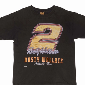 VINTAGE NASCAR RUSTY NUMBER 2 WALLACE 1990S TEE SHIRT SIZE XL MADE IN USA